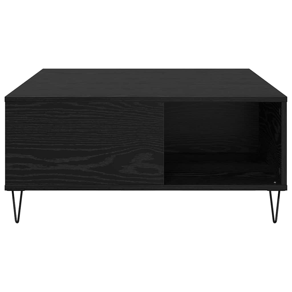 Coffee Table Black Oak 80 x 80 x 36.5 cm Engineered Wood