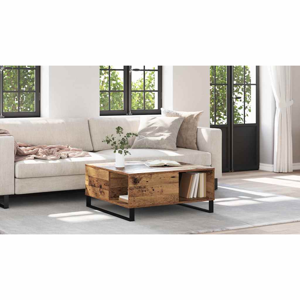 Coffee Table Old Wood 80 x 80 x 36.5 cm Engineered Wood