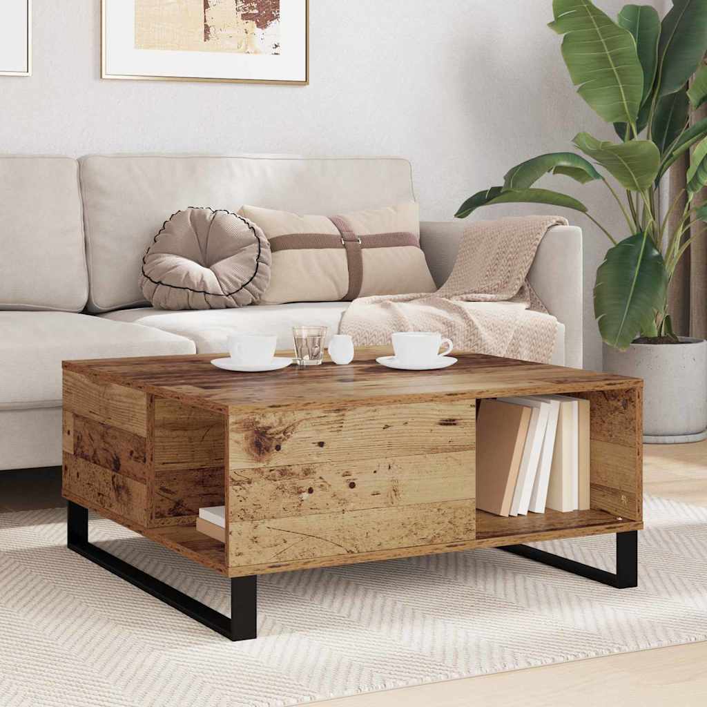 Coffee Table Old Wood 80 x 80 x 36.5 cm Engineered Wood