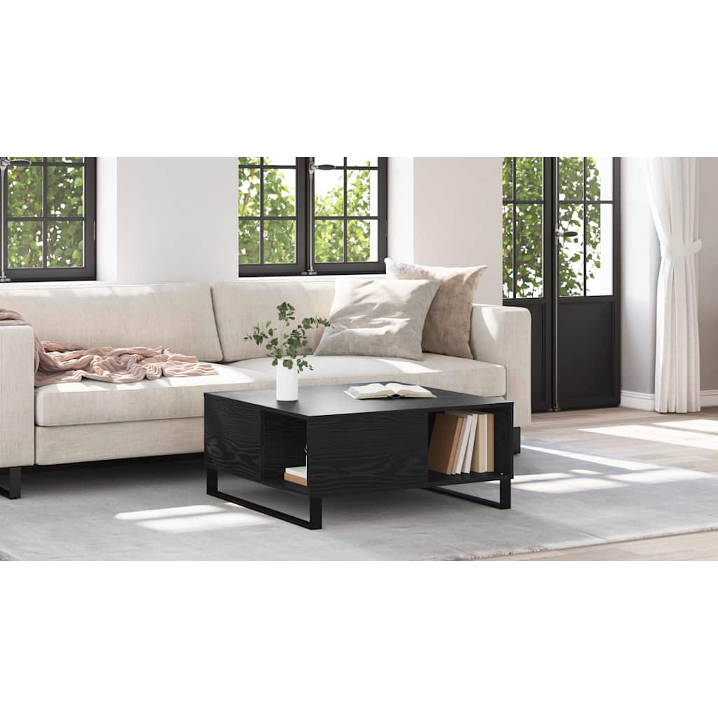 Coffee Table Black Oak 80 x 80 x 36.5 cm Engineered Wood