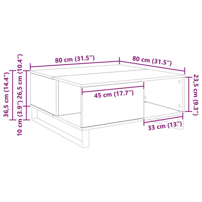 Coffee Table Black Oak 80 x 80 x 36.5 cm Engineered Wood