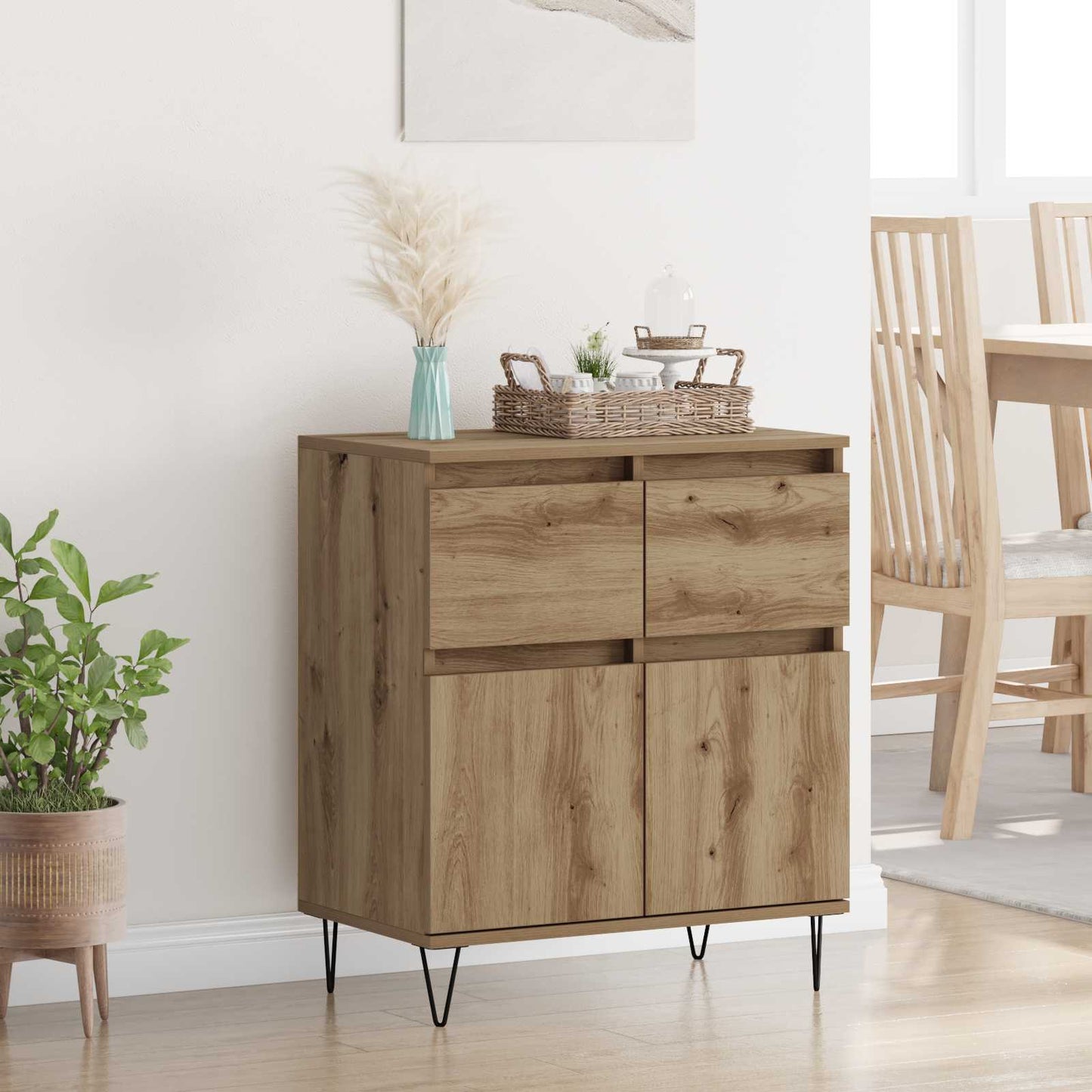 Sideboard Artisan Oak 60 x 35 x 70 cm Engineered Wood and Iron