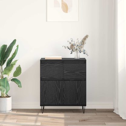 Sideboard Black Oak 60 x 35 x 70 cm Engineered Wood and Iron