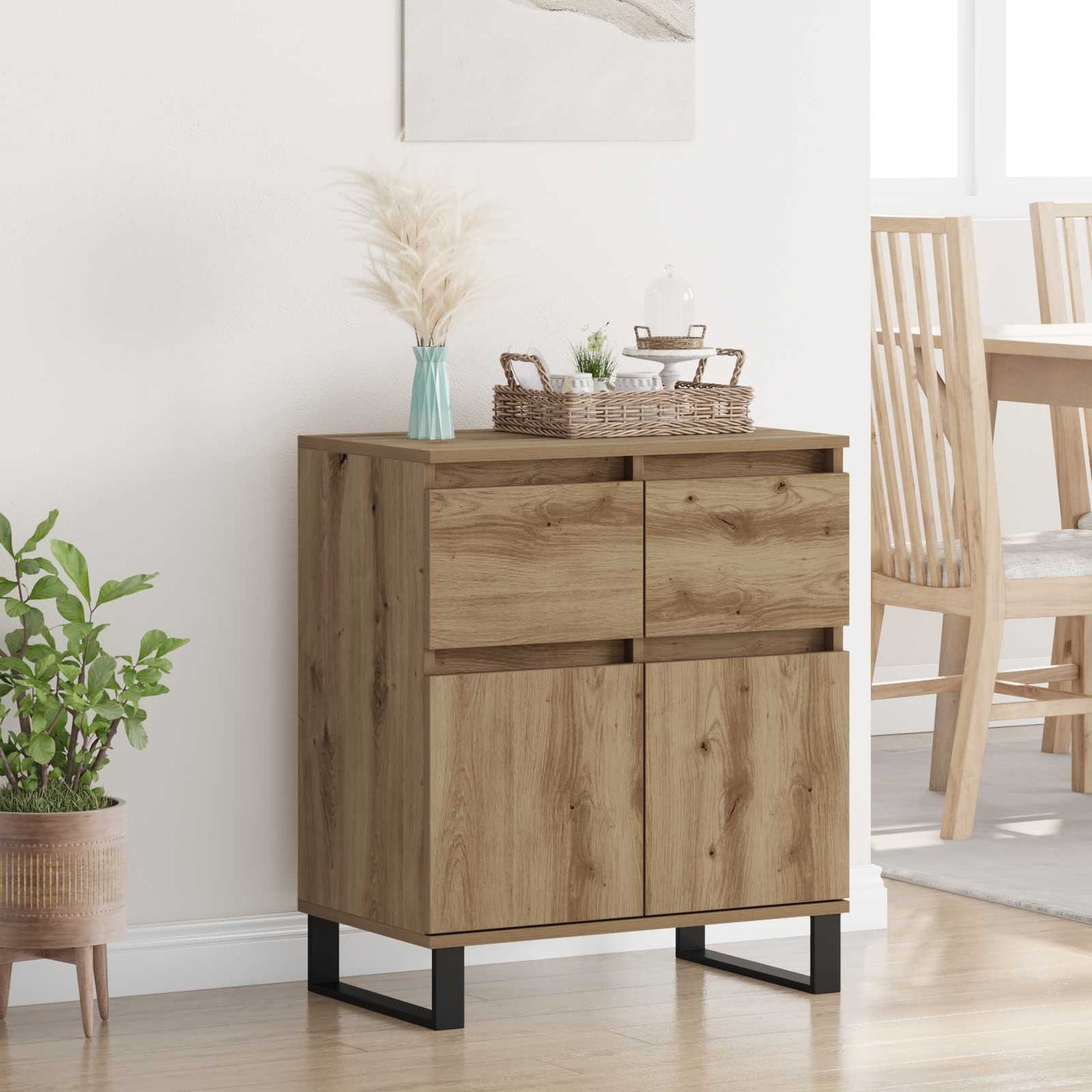 Sideboard Artisan Oak 60 x 35 x 70 cm Engineered Wood and Iron