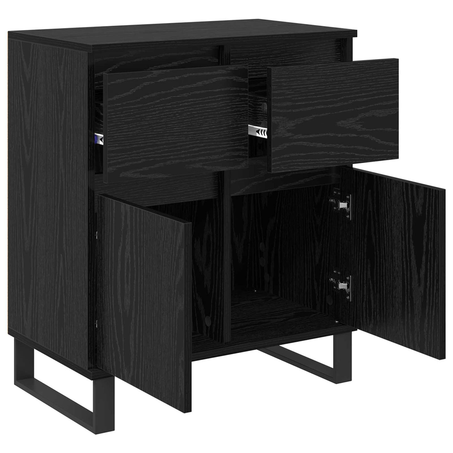 Sideboard Black Oak 60 x 35 x 70 cm Engineered Wood and Iron