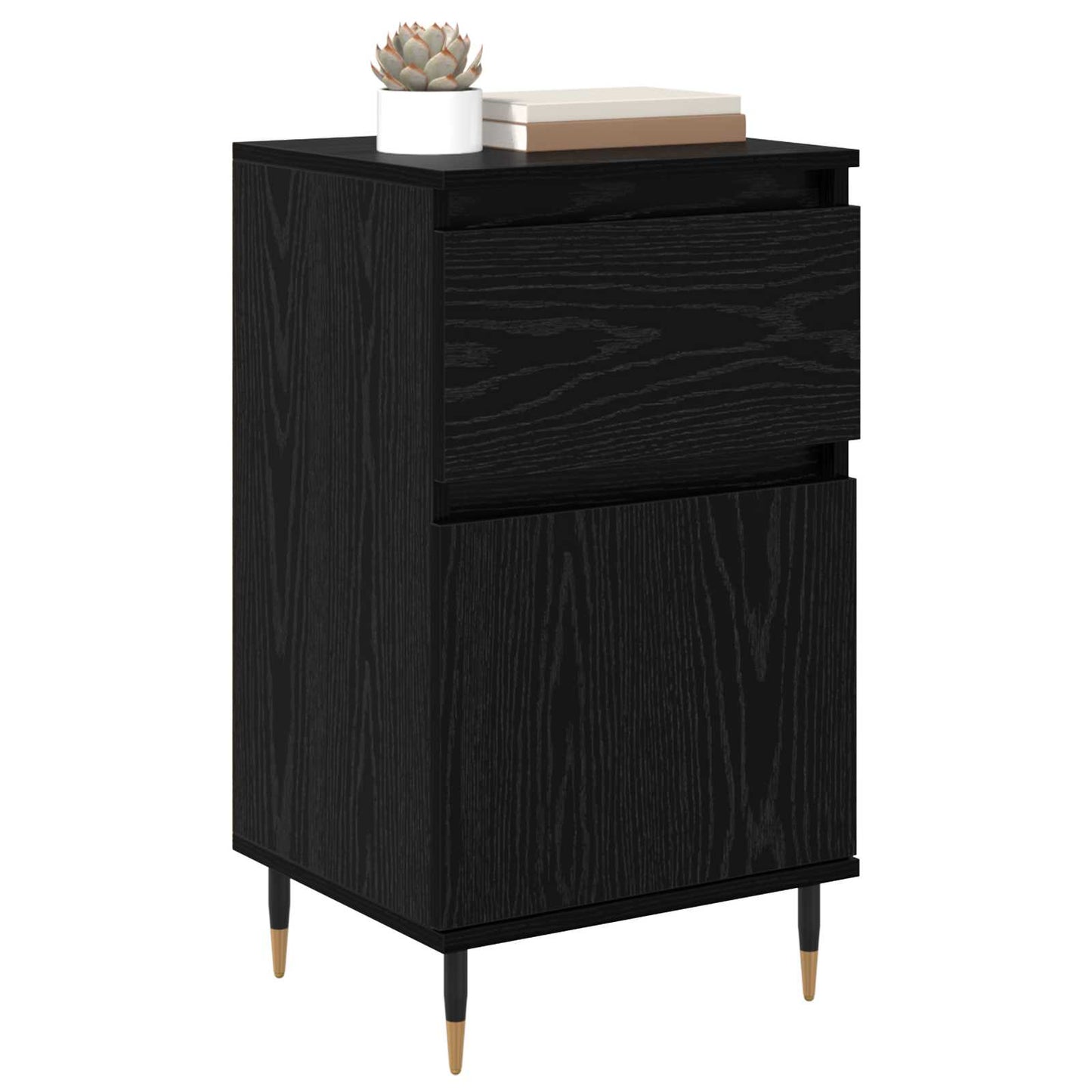 Sideboard Black Oak 40 x 35 x 70 cm Engineered Wood and Iron