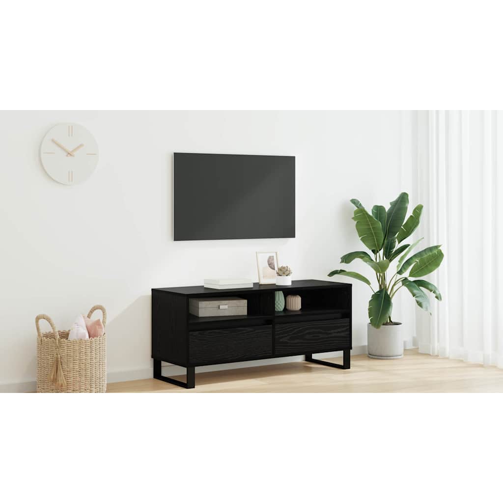 TV Cabinet with Drawer Black Oak 100 x 34.5 x 44.5 cm