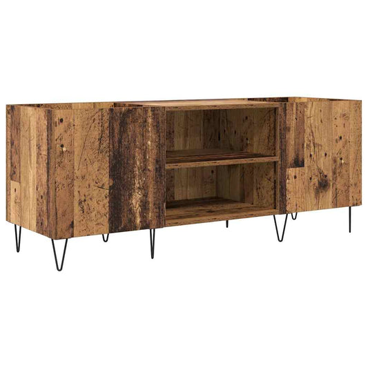 Record Cabinet with Shelf with Door Old Wood 121 x 38 x 48 cm
