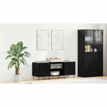 Record Cabinet with Shelf with Door Black Oak 121 x 38 x 48 cm