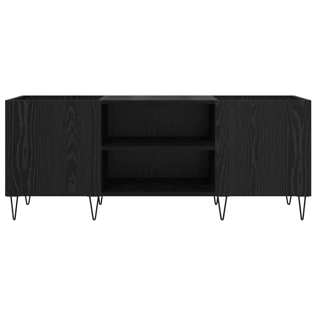 Record Cabinet with Shelf with Door Black Oak 121 x 38 x 48 cm