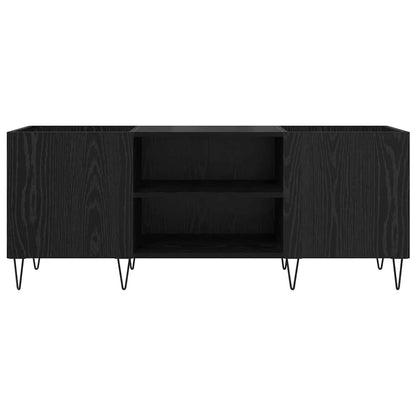 Record Cabinet with Shelf with Door Black Oak 121 x 38 x 48 cm