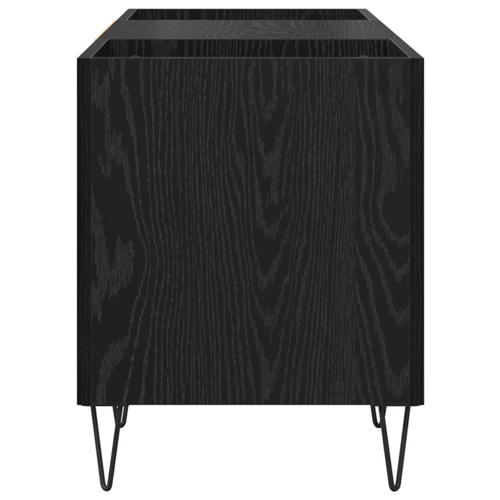 Record Cabinet with Shelf with Door Black Oak 121 x 38 x 48 cm