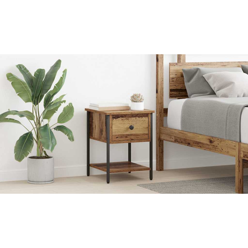 Bedside Table Old Wood 34 x 35.5 x 45 cm Engineered Wood