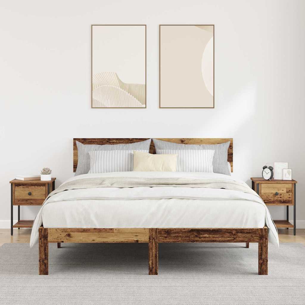 Bedside Table 2 pcs Old Wood 34 x 35.5 x 45 cm Engineered Wood