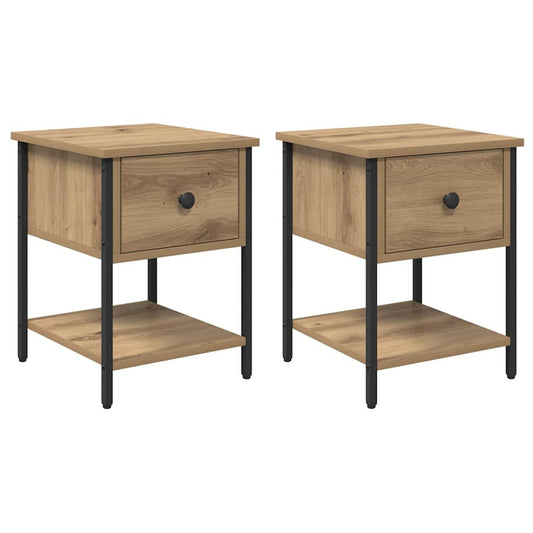 Bedside Table 2 pcs Artisan Oak 34 x 35.5 x 45 cm