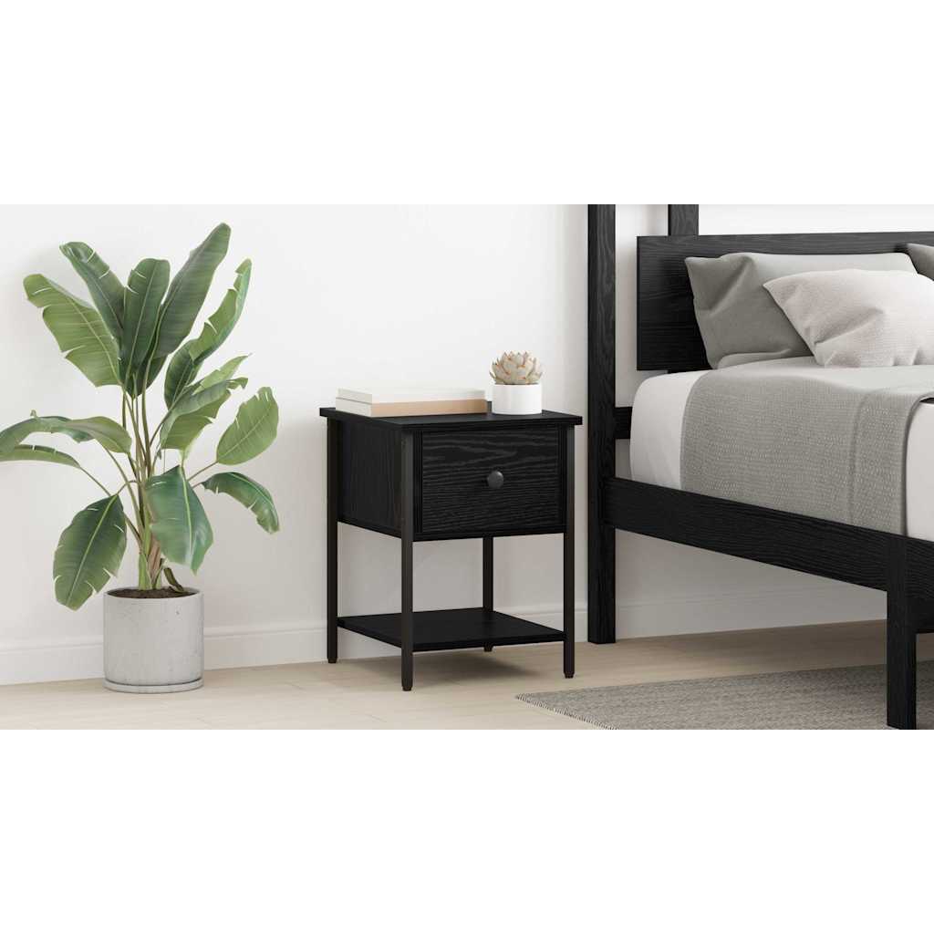 Bedside Table Black Oak 34 x 35.5 x 45 cm Engineered Wood