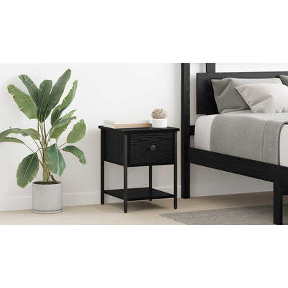 Bedside Table Black Oak 34 x 35.5 x 45 cm Engineered Wood