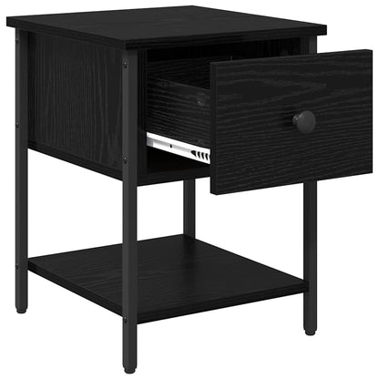 Bedside Table Black Oak 34 x 35.5 x 45 cm Engineered Wood