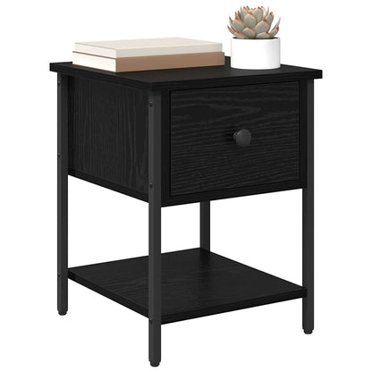 Bedside Table Black Oak 34 x 35.5 x 45 cm Engineered Wood