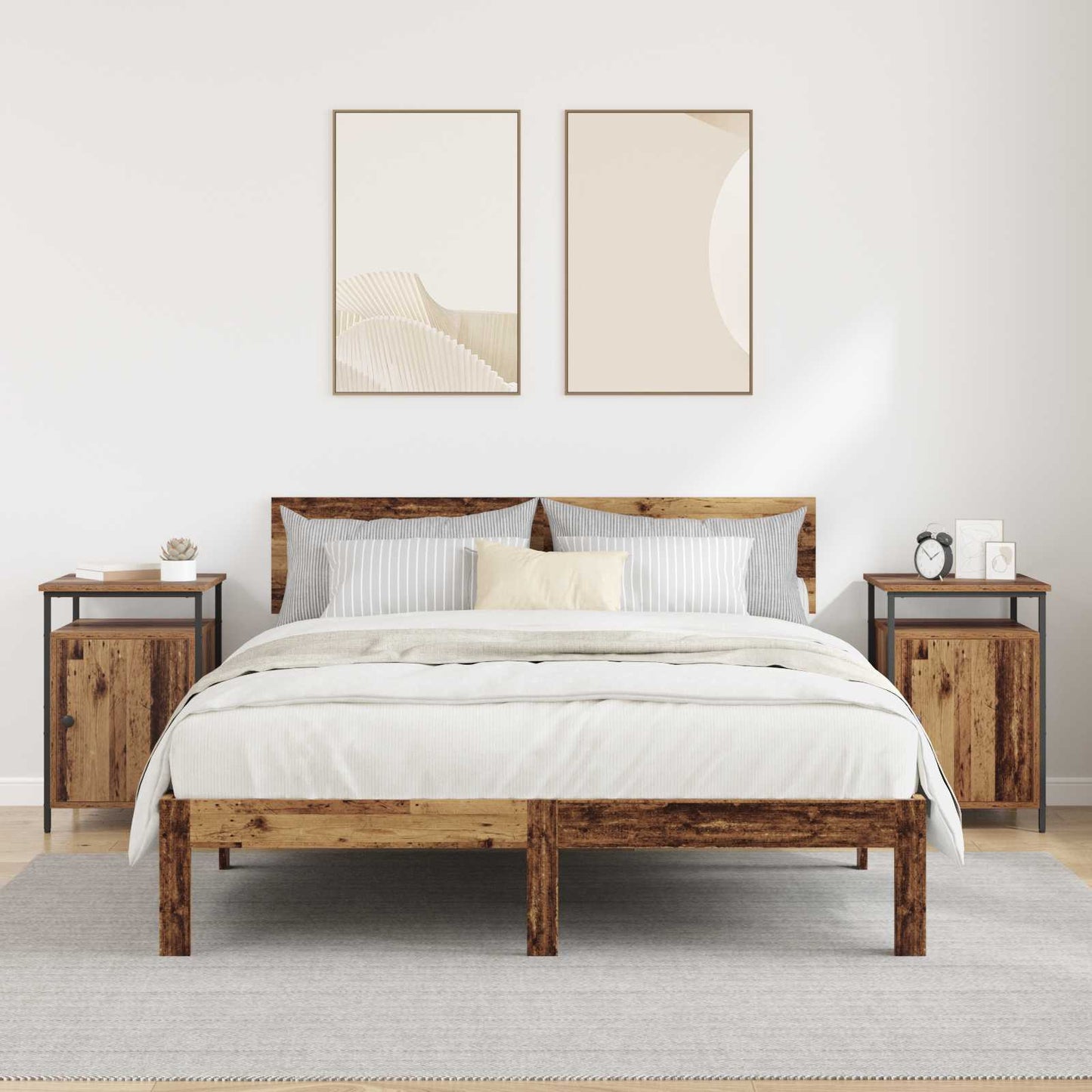 Bedside Cabinet 2 pcs Old Wood 40 x 42 x 60cm Engineered Wood