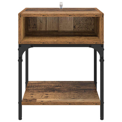Bedside Table Old Wood 40 x 40 x 50 cm Engineered Wood