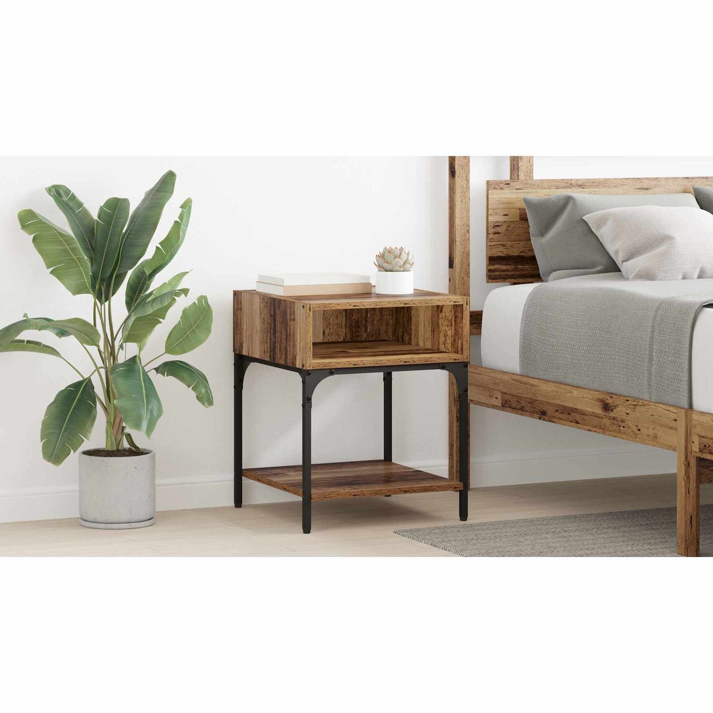 Bedside Table 2 pcs Old Wood 40 x 40 x 50 cm Engineered Wood