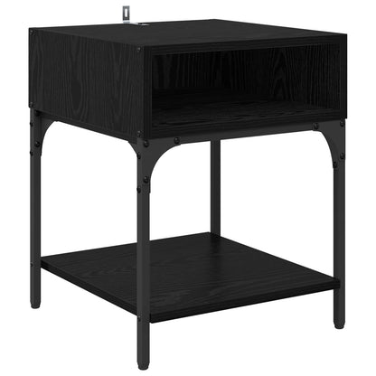 Bedside Table 2 pcs Black Oak 40 x 40 x 50 cm Engineered Wood