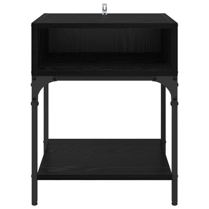 Bedside Table 2 pcs Black Oak 40 x 40 x 50 cm Engineered Wood