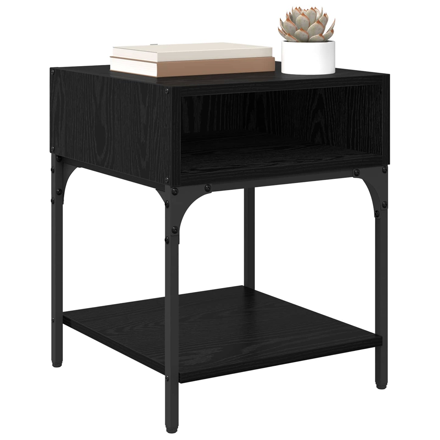 Bedside Table 2 pcs Black Oak 40 x 40 x 50 cm Engineered Wood