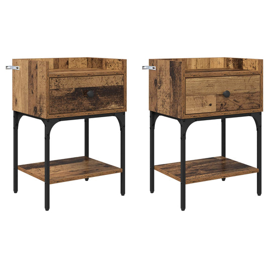 Bedside Table 2 pcs Old Wood 40 x 29 x 60 cm Engineered Wood