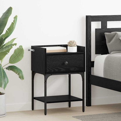 Bedside Table Black Oak 40 x 29 x 60 cm Engineered Wood