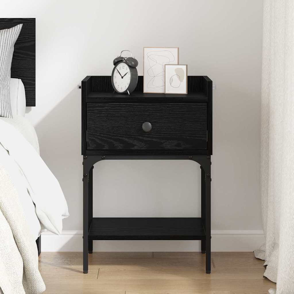 Bedside Table Black Oak 40 x 29 x 60 cm Engineered Wood