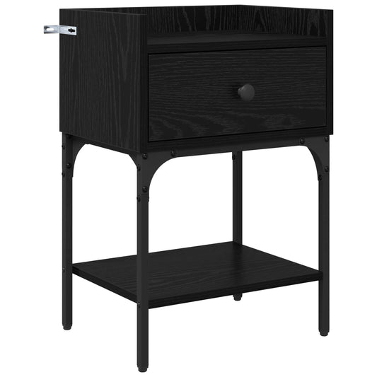Bedside Table Black Oak 40 x 29 x 60 cm Engineered Wood
