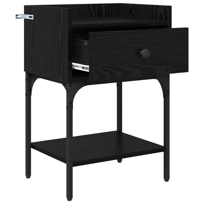 Bedside Table Black Oak 40 x 29 x 60 cm Engineered Wood