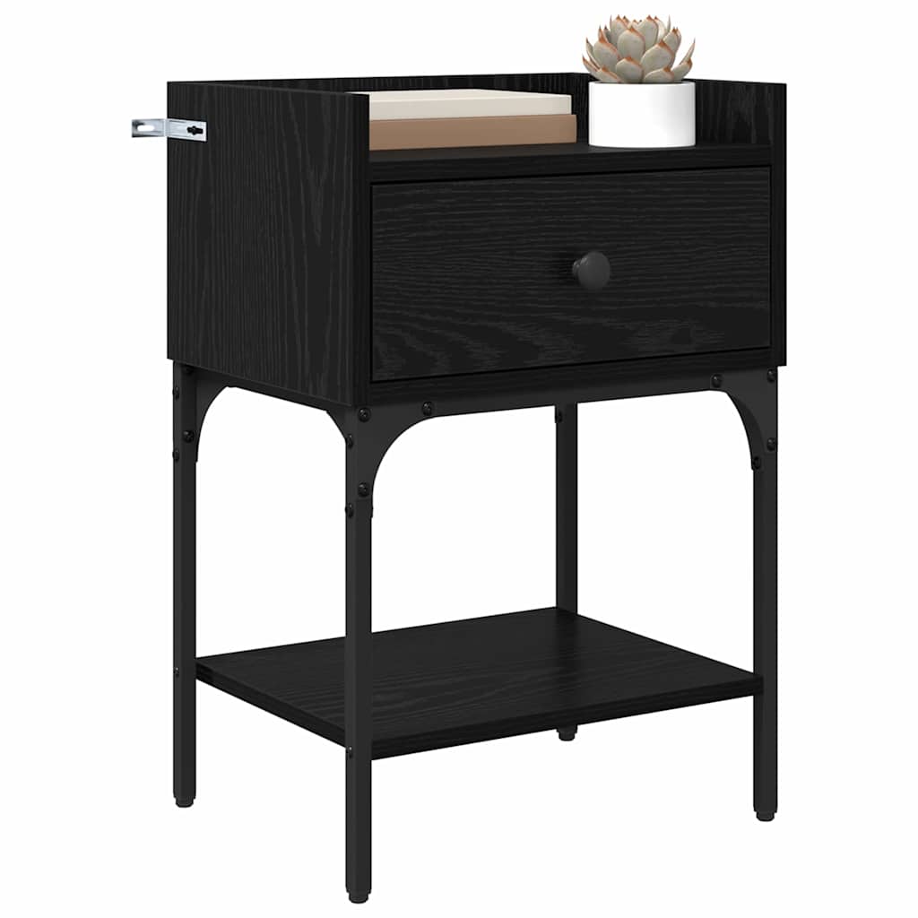 Bedside Table Black Oak 40 x 29 x 60 cm Engineered Wood