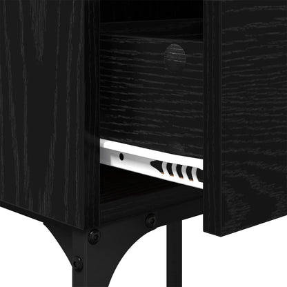 Bedside Table 2 pcs Black Oak 40 x 29 x 60 cm Engineered Wood