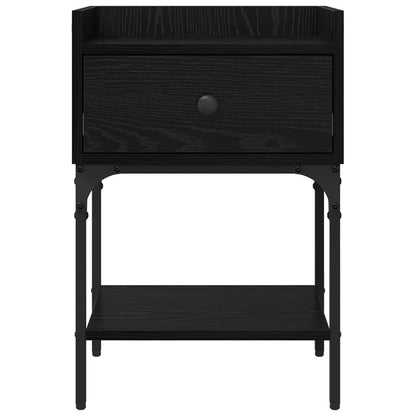 Bedside Table 2 pcs Black Oak 40 x 29 x 60 cm Engineered Wood