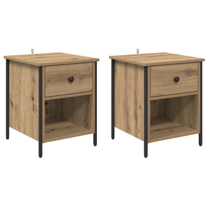 Bedside Cabinet with Drawer 2 pcs Artisan Oak 40 x 42 x 50 cm