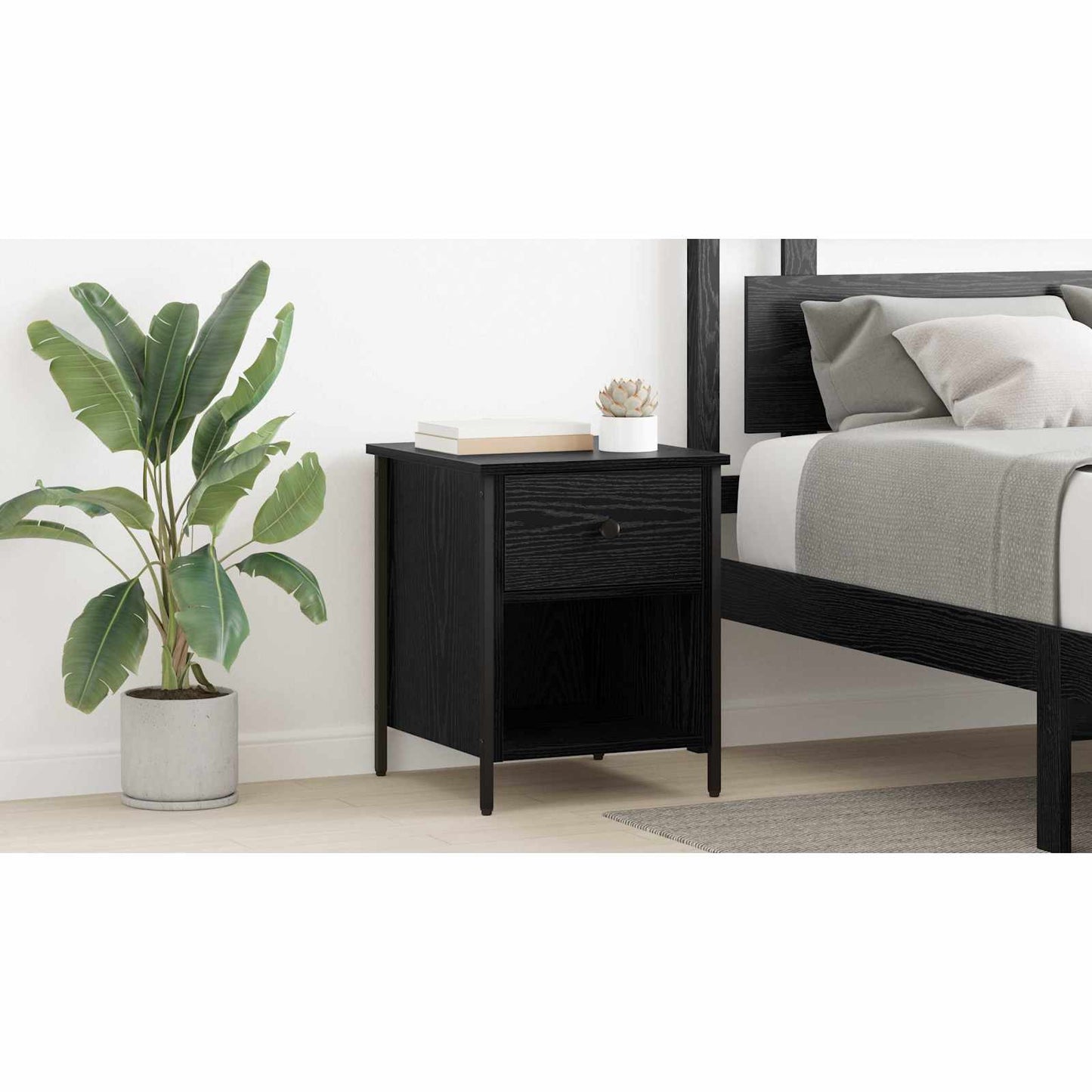 Bedside Cabinet Black Oak 40 x 42 x 50 cm Engineered Wood