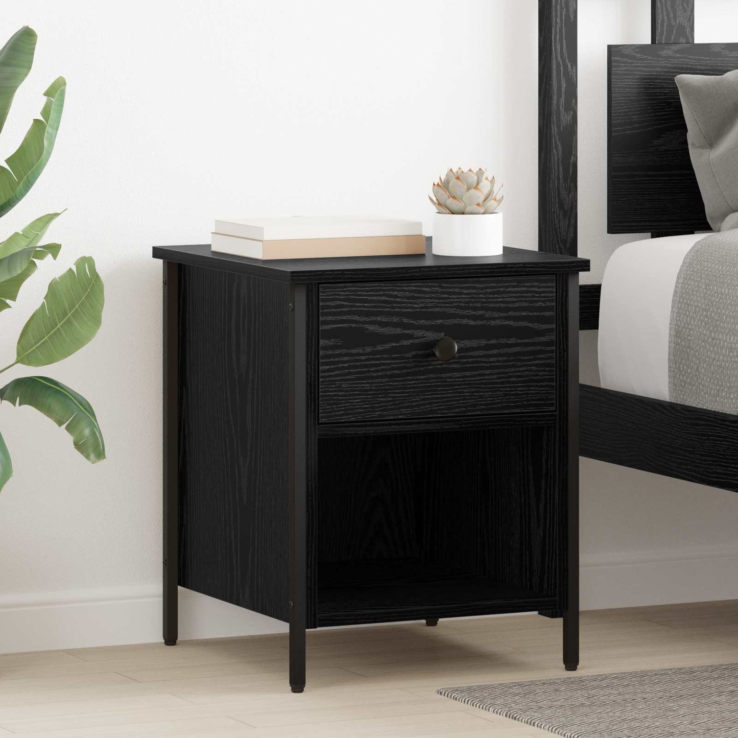Bedside Cabinet Black Oak 40 x 42 x 50 cm Engineered Wood