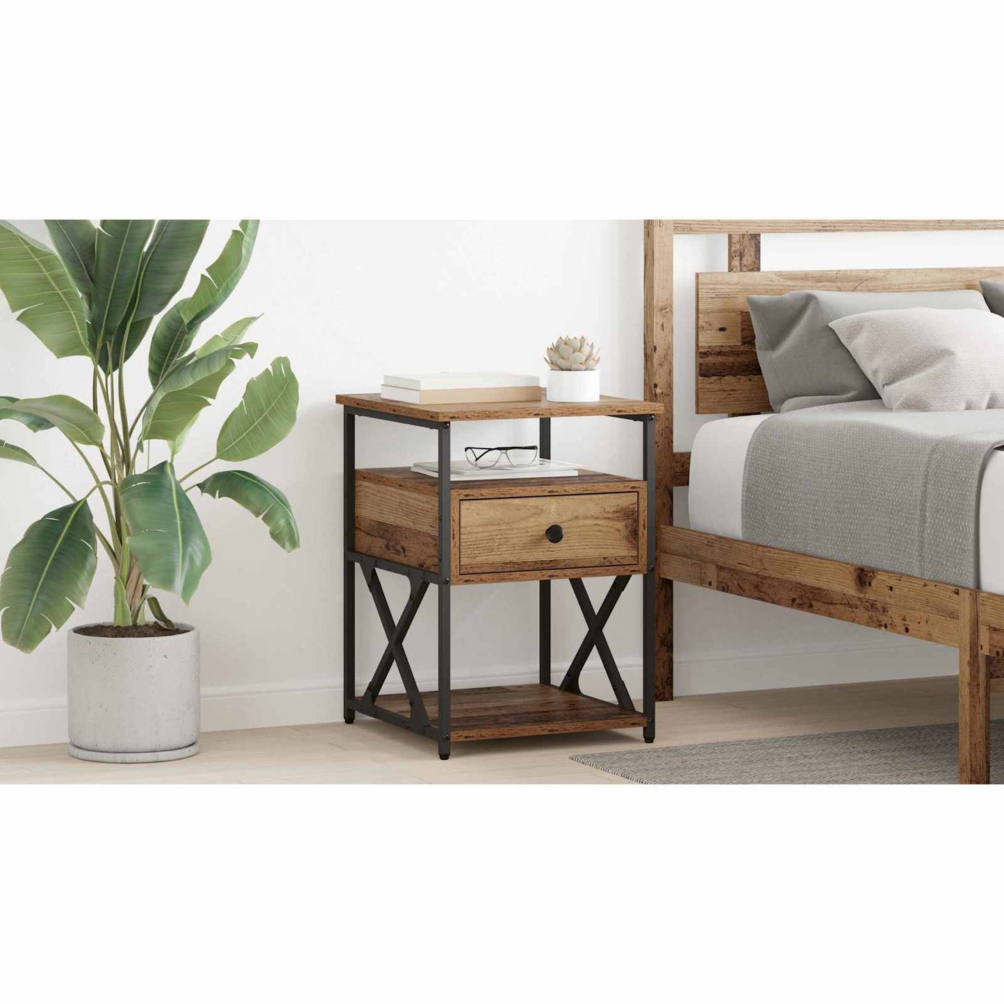 Bedside Cabinet Old Wood 40 x 42 x 55 cm Engineered Wood