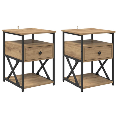 Bedside Cabinet with Drawer 2 pcs Artisan Oak 40 x 42 x 55 cm