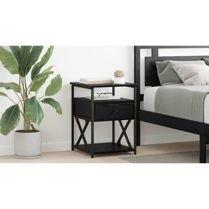 Bedside Cabinet Black Oak 40 x 42 x 55 cm Engineered Wood