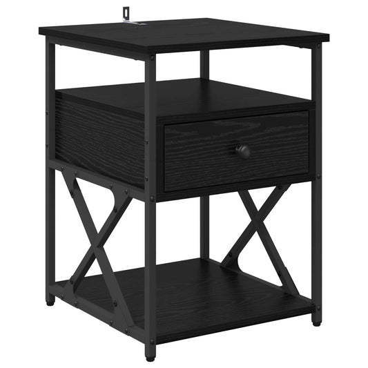 Bedside Cabinet Black Oak 40 x 42 x 55 cm Engineered Wood