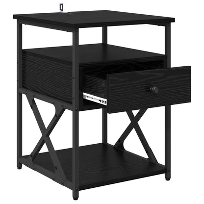 Bedside Cabinet Black Oak 40 x 42 x 55 cm Engineered Wood