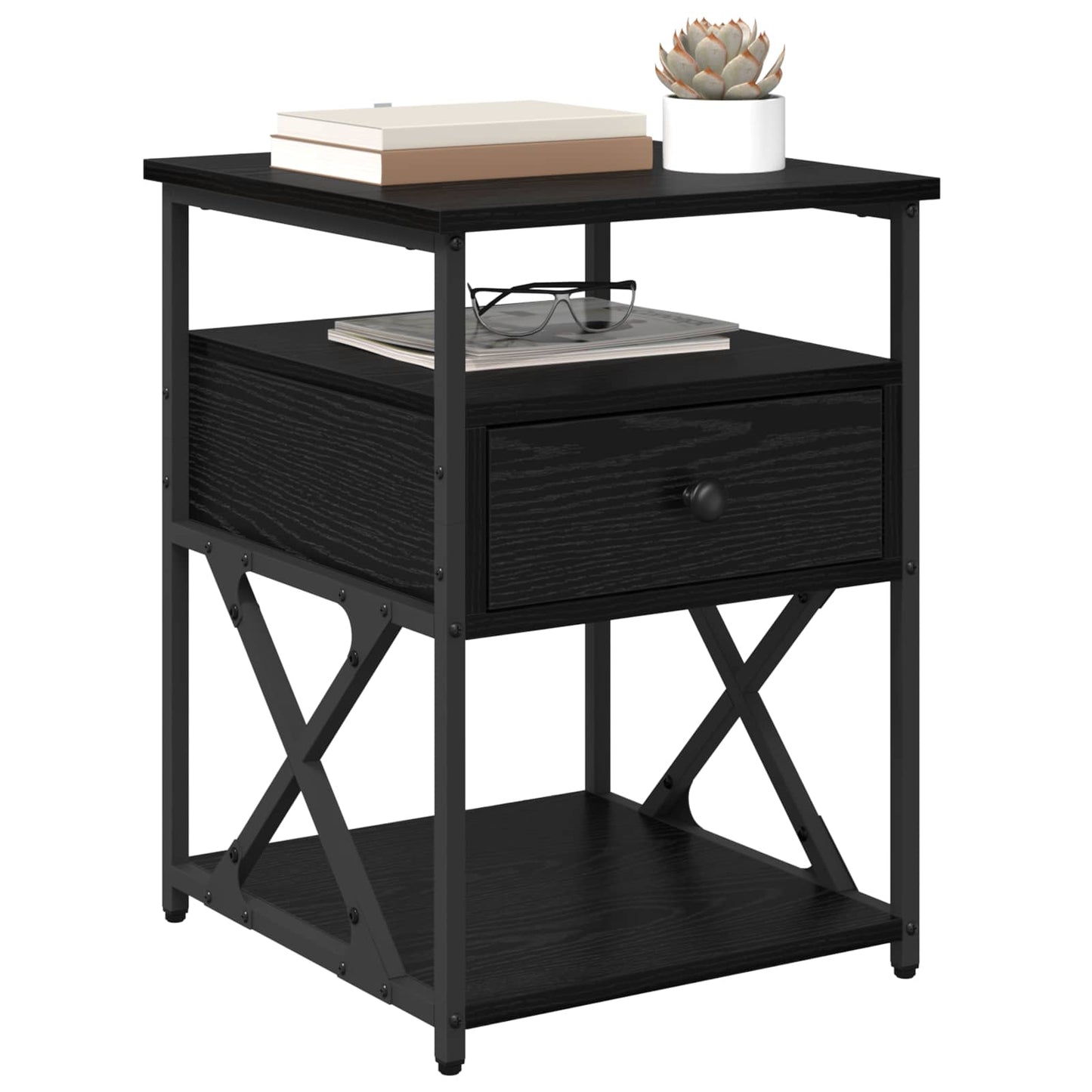 Bedside Cabinet Black Oak 40 x 42 x 55 cm Engineered Wood