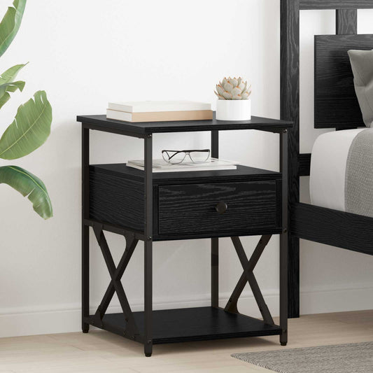 Bedside Cabinet 2 pcs Black Oak 40 x 42 x 55 cm Engineered Wood