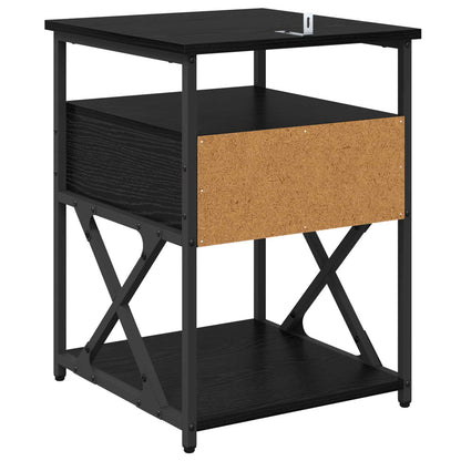 Bedside Cabinet 2 pcs Black Oak 40 x 42 x 55 cm Engineered Wood