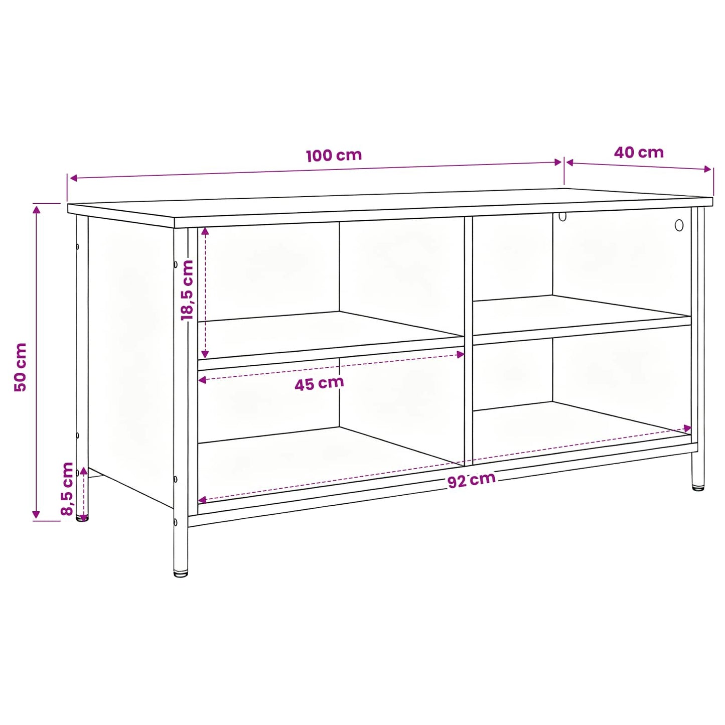 TV Cabinet Black Oak 100 x 40 x 50 cm Engineered Wood