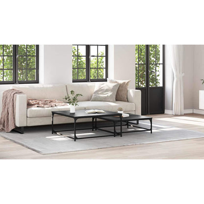 Coffee Table 2 pcs Black Oak Engineered Wood